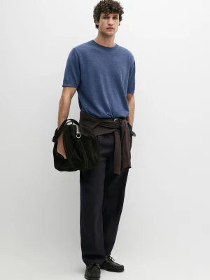 Lekka Koszulka Ze 100% Lnu - Chabrowy - - Massimo Dutti - Mężczyzna