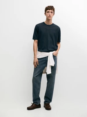 Lekka Koszulka Ze 100% Lnu - Granatowy - - Massimo Dutti - Mężczyzna