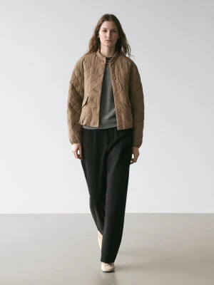 Lekka Krótka Kurtka Pikowana - Brązowy - - Massimo Dutti - Kobieta