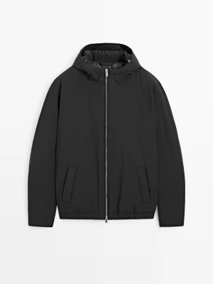 Lekka Kurtka Puchowa Z Kapturem - Czarny - Massimo Dutti - Male