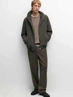 Lekka Kurtka Puchowa Z Kapturem - Szary - Massimo Dutti - Male