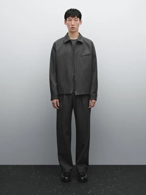 Lekka Kurtka Z Mieszanki Wełny Z Kieszenią - Szary - - Massimo Dutti - Mężczyzna