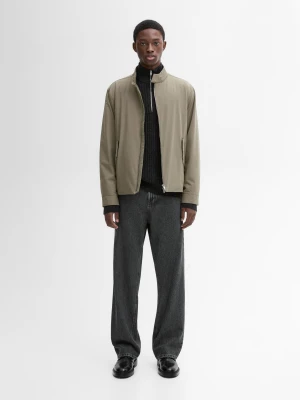 Lekka Kurtka Z Zapięciem Na Suwak - Zielonoszary - - Massimo Dutti - Mężczyzna