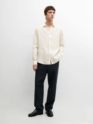 Lekka Lniana Koszula O Kroju Regular Fit - Beżowy - - Massimo Dutti - Mężczyzna