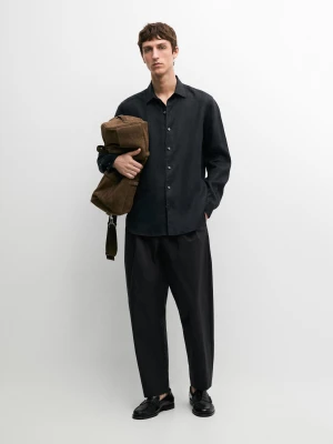 Lekka Lniana Koszula O Kroju Regular Fit - Granatowy - - Massimo Dutti - Mężczyzna