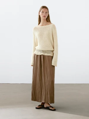 Lekka Plisowana Spódnica Z Gumką W Pasie - Sprany - - Massimo Dutti - Kobieta