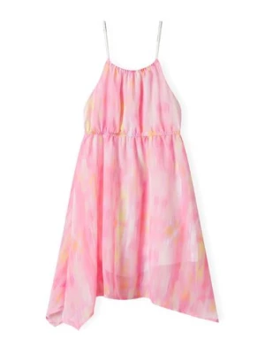 Lekka sukienka na ramiączkach z asymetrycznym dołem- różowa Minoti