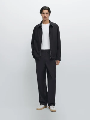 Lekka Wodoodporna Kurtka - Granatowy - - Massimo Dutti - Mężczyzna