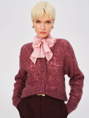 Lekki ażurowy kardigan z moherem i wełną TARANKO