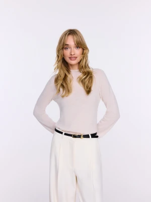 Lekki kremowy sweter z wełny z kaszmirem TARANKO