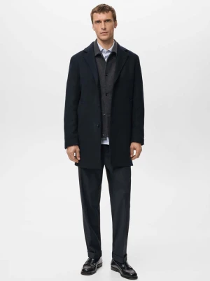 Lekki płaszcz z wełny z recyklingu granatowy - Mężczyzna - - MANGO MAN