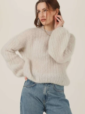 Lekki sweter moherowy Tender - krem / granat / taupe LAÏF