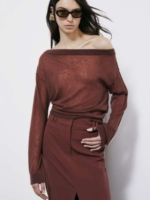 Lekki sweterek o luźnym kroju z prążkami PATRIZIA PEPE