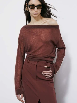 Lekki sweterek o luźnym kroju z prążkami PATRIZIA PEPE