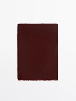 Lekki Szal Ze 100% Wełny - Winny - - Massimo Dutti - Kobieta