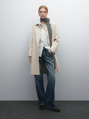 Lekki Trencz Z Mieszanki Bawełny Z Guzikami - Surowy - - Massimo Dutti - Kobieta
