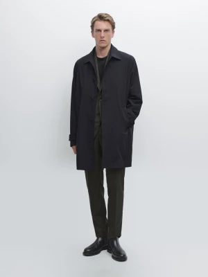 Lekki Trencz Z Ukrytymi Guzikami - Granatowy - - Massimo Dutti - Mężczyzna