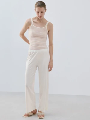 Lekkie bawełniane spodnie kość słoniowa - Kobieta - - MANGO