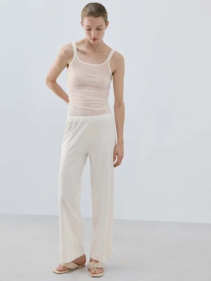 Lekkie bawełniane spodnie kość słoniowa - Kobieta - - MANGO