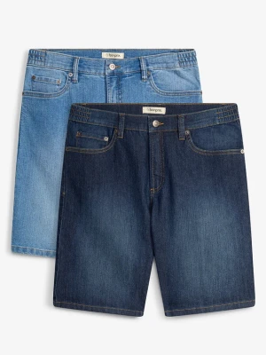 Lekkie bermudy jeansowe z elastyczną wstawką w talii, regular fit (2 pary) BonPrix niebieski