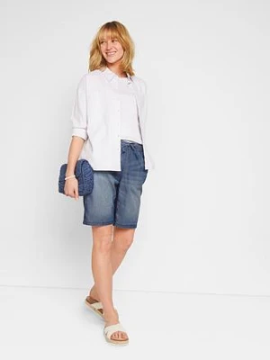 Lekkie bermudy z denimu z lnem bonprix