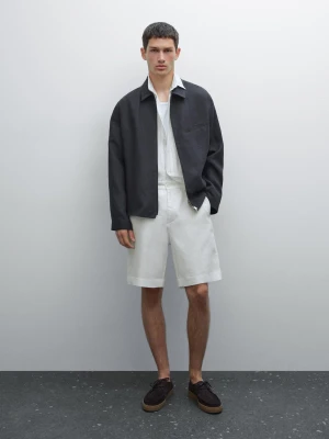 Lekkie Bermudy Ze 100% Lnu - Surowy - - Massimo Dutti - Mężczyzna