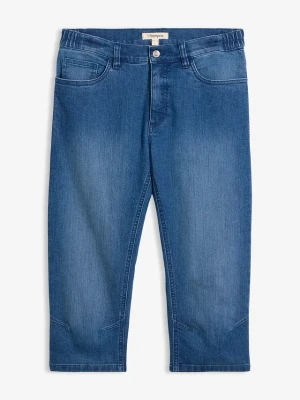 Lekkie jeansy 3 / 4 z elastyczną wstawką w talii, slim fit BonPrix niebieski