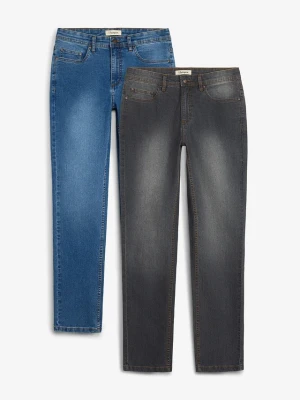 Lekkie jeansy regular fit, straight (2 pary) BonPrix czarny