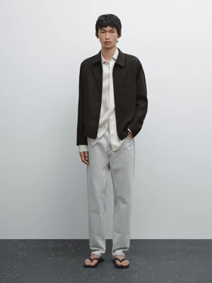 Jeansy O Kroju Relax Fit - Szary Antracytowy - - Massimo Dutti - Mężczyzna