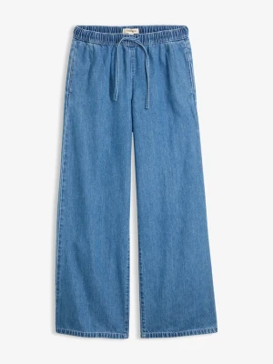Lekkie jeansy wide leg, mid waist BonPrix niebieski