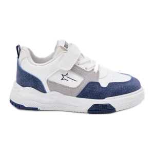 Lekkie Sneakersy Dziecięce Big Star RR374053 Biało-Niebieskie białe