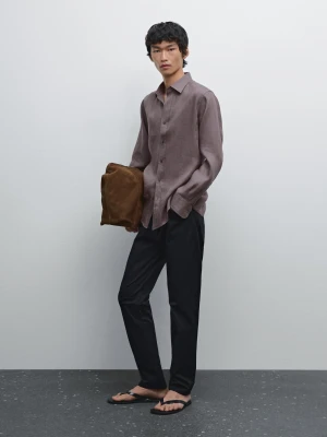 Lekkie Spodnie Jeansowe Slim Fit O Splocie Z Fakturą - Granatowy - - Massimo Dutti - Mężczyzna