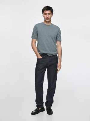 Lekkie Spodnie Jeansowe Tapered Fit - Granatowy - Massimo Dutti - Male