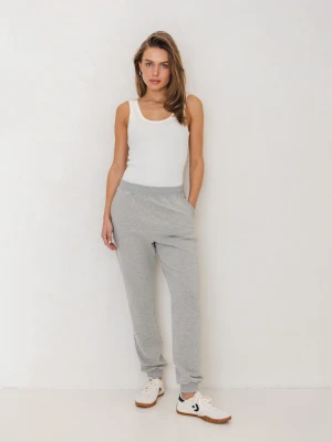 LEKKIE SPODNIE JOGGERS SZARY MELANŻ XS - Flawless