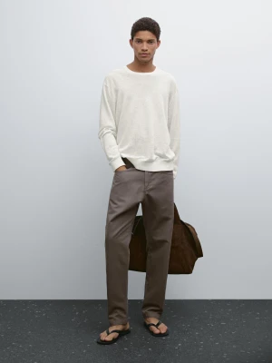 Lekkie Spodnie Relax Fit Z Efektem Denimu - Brązowy - - Massimo Dutti - Mężczyzna