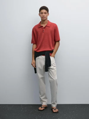 Lekkie Spodnie Relax Fit Z Efektem Denimu - Piaskowy - - Massimo Dutti - Mężczyzna