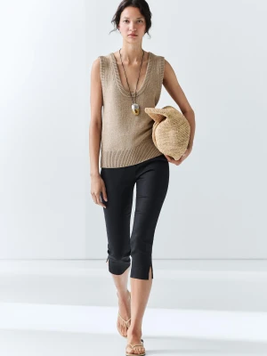 Lekkie Spodnie Z Domieszką Lnu - Granatowy - Massimo Dutti - Female