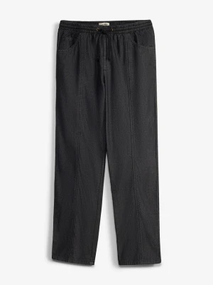 Lekkie spodnie z gumką w talii o kroju loose fit, prosta nogawka BonPrix czarny