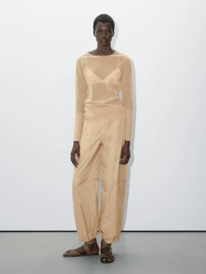 Lekkie Spodnie Z Paskami − Studio - Multicolor - - Massimo Dutti - Kobieta