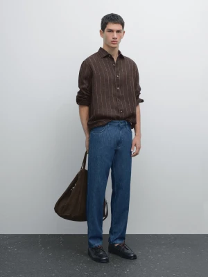 Lekkie Jeansy O Zwężanym Kroju - Indygo - - Massimo Dutti - Mężczyzna