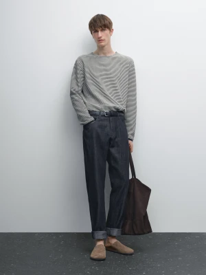 Zwężane Jeansy Z Mieszanki Bawełny - Indygo - - Massimo Dutti - Mężczyzna