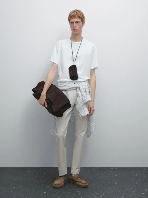 Lekkie Zwężane Spodnie Z Efektem Denimu - Lodowy - - Massimo Dutti - Male