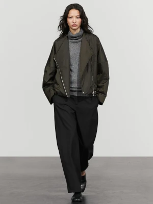 Lekko Pikowana Kurtka Bomberka - Khaki - Massimo Dutti - Female