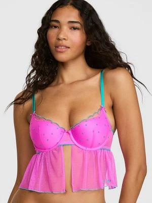 Lekko usztywniany top gorsetowy z zaokrąglonym dekoltem PINK Wink Victoria's Secret