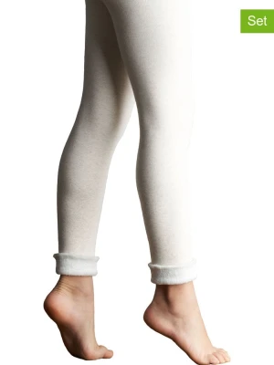 Lemon socks Legginsy (3 pary) w kolorze kremowym rozmiar: S