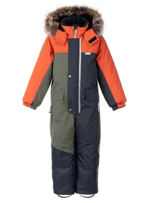 LENNE Kombinezon zimowy "Trio" w kolorze oliwkowo-pomarańczowym rozmiar: 110