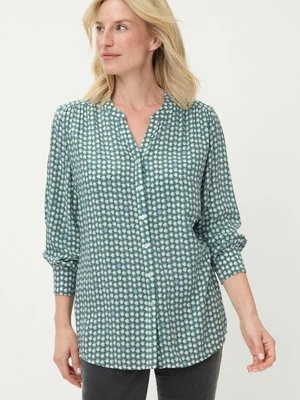 LENZING™ ECOVERO™ Miętowa wiskozowa koszula damska z geometrycznym wzorem – Soft Vibes Olsen