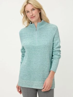 LENZING™ ECOVERO™ Miętowy sweter damski Henny zapinany na suwak – Soft Vibes Olsen