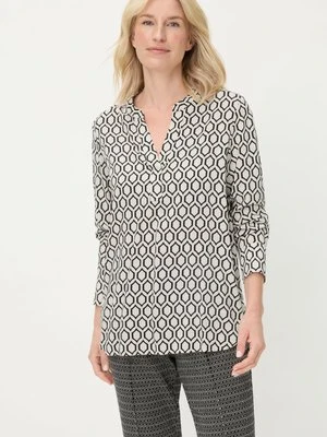 LENZING™ ECOVERO™ Wiskozowa koszula damska z geometrycznym wzorem – Liaison en Vogue Olsen