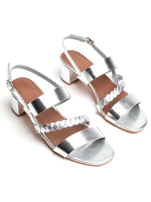 Les BAGATELLES Skórzane sandały "Dezba" w kolorze srebrnym rozmiar: 39